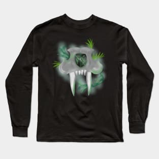 Saber Tooth Tiger Skull With Magical Swirling Mist Long Sleeve T-Shirt